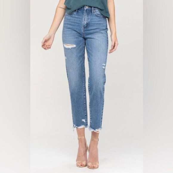 Vervet Emma Rendition Distressed Mom Jean 100% Cotton Size 29 - Picture 1 of 11